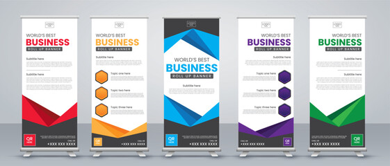 Abstract Vertical roll up Banner Design Signboard Advertising Template Vector X banner and Street Business Flag of Convenience