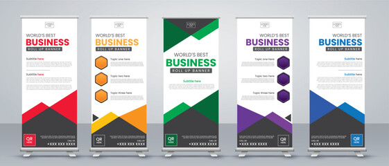 Abstract Vertical roll up Banner Design Signboard Advertising Template Vector X banner and Street Business Flag of Convenience