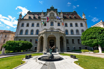 Ljubljana, Slovenia - June 27, 2023: University building in Ljubljana