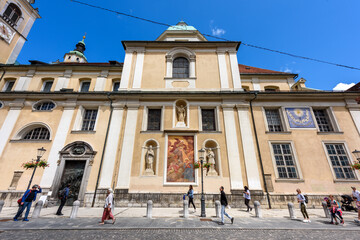 Ljubljana, Slovenia - June 27, 2023: Ljubljana Cathedral, officially named Saint Nicholas's Church,...