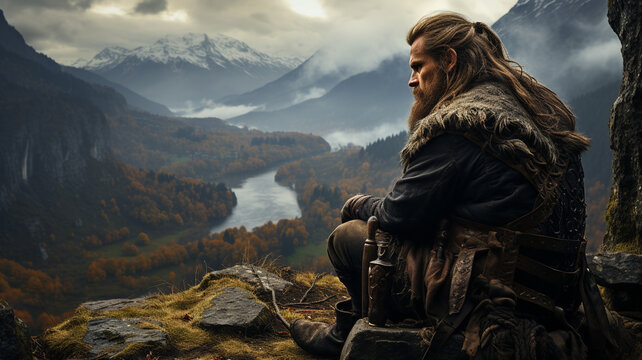 Viking man in the mountains