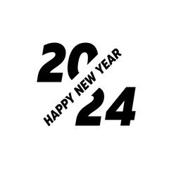 2024 logo icon sign text design. Happy New Year. Vector perfect modern minimalistic text with black numbers. Isolated on white background. Concept design.