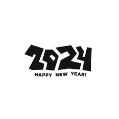 2024 Logotype of the year. Vector modern minimalistic conceptual design. Vector perfect text with black numbers. Graffiti style
