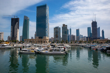 Obraz premium Kuwait City Skyline in the Persian Gulf. The capital of Kuwait, Middle East. 