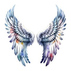 Fototapeta premium Watercolor Angel Wings Isolated on Transparent Background