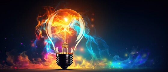 abstract glowing  colorful bulb ,Enlightening Pathways Exploring the Fusion of Human Creativity with Digital Brilliance