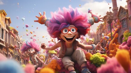 Holi Festival 25th March 3D cartoon Generative AI