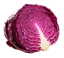Obraz premium A head of cabbage cut in half - isolated on transparent background