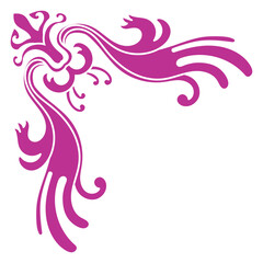 Pink vintage corner, thin line Victorian Middle Ages Fancy black monogram frames, design elements collection, abstract icons, simple symbols of flowers