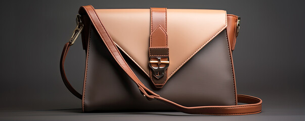 Modern brown leather handbag for woman shopping. copy space for text.