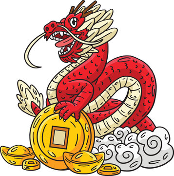 Year of the Dragon Cloud and Coin Base Clipart