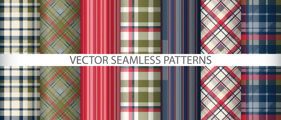 Set seamless tartan texture. Pattern fabric textile. Plaid vector background check.