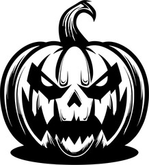 Halloween Jack-o-lantern Sketch Vintage Outline Icon in Hand-drawn Style