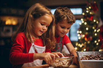 Kids making Christmas cookies.




