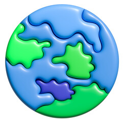 3D Illustration Earth.Earth day or environment conservation concep.Cartoon planet Earth 3d