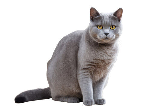 a high quality stock photograph of a single british shorthair cat breed photorealistic full body isolated on a white background