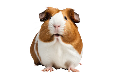 Fototapeta premium a high quality stock photograph of a single happy satisfied guinea pig full body isolated on a white background