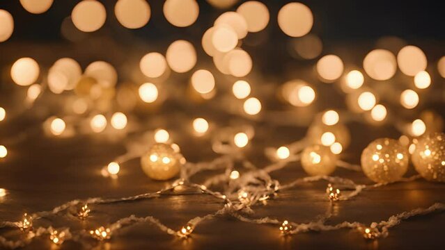 entire scene tied together with ling string lights shimmering garlands, creating magical inviting atmosphere festive holiday feast.