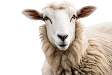 Obraz premium a quality stock photograph of a sheep full body smiling happily in the center isolated on a white background