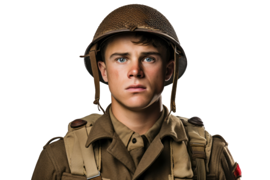 Historical portrait of a world war 2 army soldier wearing military uniform
