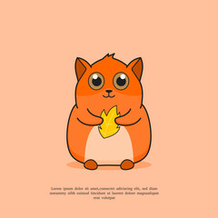 vector illustration of a cute hamster holding a dry leaf