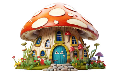 Mini Gnome Mushroom House on Transparent PNG