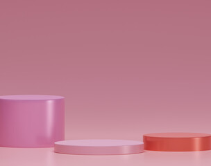 3d pink podium circle podium.3D realistic background, glowing pink podium.Futuristic platform for your product	
