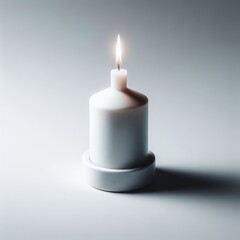 burning white candle in the  white background