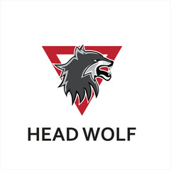  head wolf logo modern