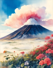 Sky Flora and Volcano