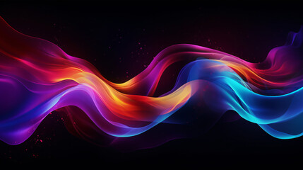 Glowing colorful particles liquid dynamic flow - obrazy, fototapety, plakaty