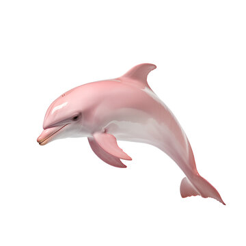 Pink dolphin in jumping pose on transparent background PNG