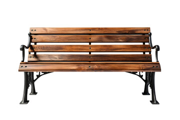 Bench made of wood and metal. Modern park and garden furniture in loft style. 3d rendering isolated on a Transparent background. Generative AI