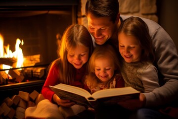 A Heartwarming Family Tradition of Reading Christmas Stories by the Fireplace