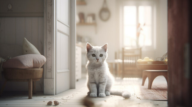 A kitten in a home environment. AI Generated