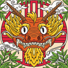 Year of the Dragon Dragon Head Colored Cartoon