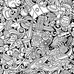 Fototapeta premium Cartoon doodles Canada seamless pattern