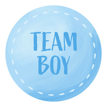 Team boy blue sticker for gender reveal party, watercolor effect