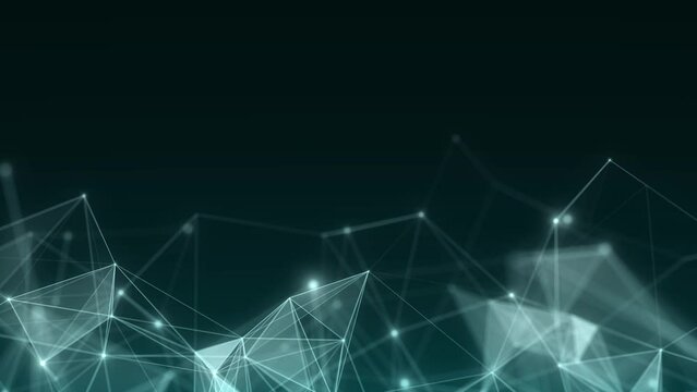 Technology network connection artificial intelligence. Abstract business design. Futuristic green grid neural networks. Motion big data on space. Virtual cyber security background. 3D rendering.