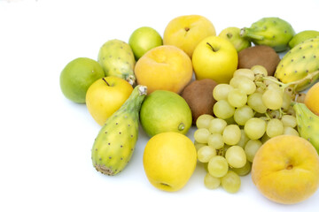 Autunm fruits isolated on white background, healthy food, vegetarian diet.