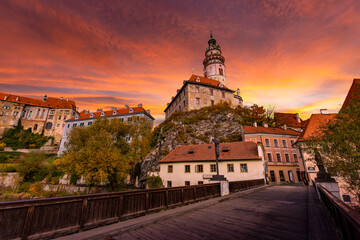 Beautiful view to Cesky Krumlov on a sunset, Czech republic.
 - obrazy, fototapety, plakaty