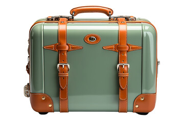 Retro style leather suitcases family set for travel passengers to flight in airplane from airport  isolated on a Transparent background. Generative AI