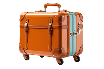 Retro style leather suitcases family set for travel passengers to flight in airplane from airport  isolated on a Transparent background. Generative AI