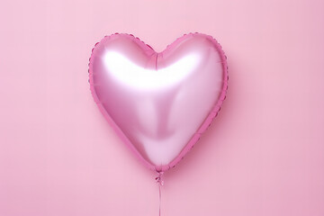 pink foil balloon on a pastel pink background for Valentine's Day