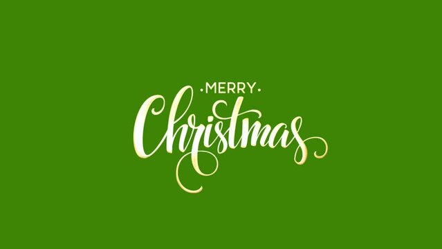 Merry Christmas colored Typography Handwriting for new year wishes on green screen