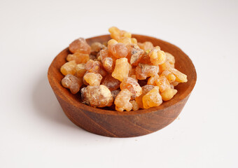 Frankincense or olibanum aromatic resin used in incense and perfumes.