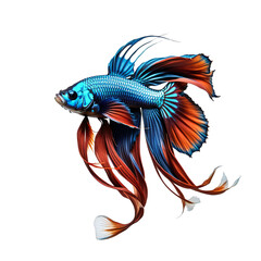 Graceful Warrior: A Siamese Fighting Fish Portrait on transparent background,png