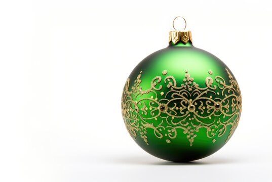 Green baubles - Christmas ornaments - Xmas decoration - White Background