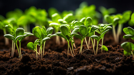 Young Salad Herbs and Vegetable Plants Seedlings"