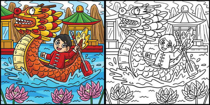 Year of the Dragon Dragon Boat Illustration